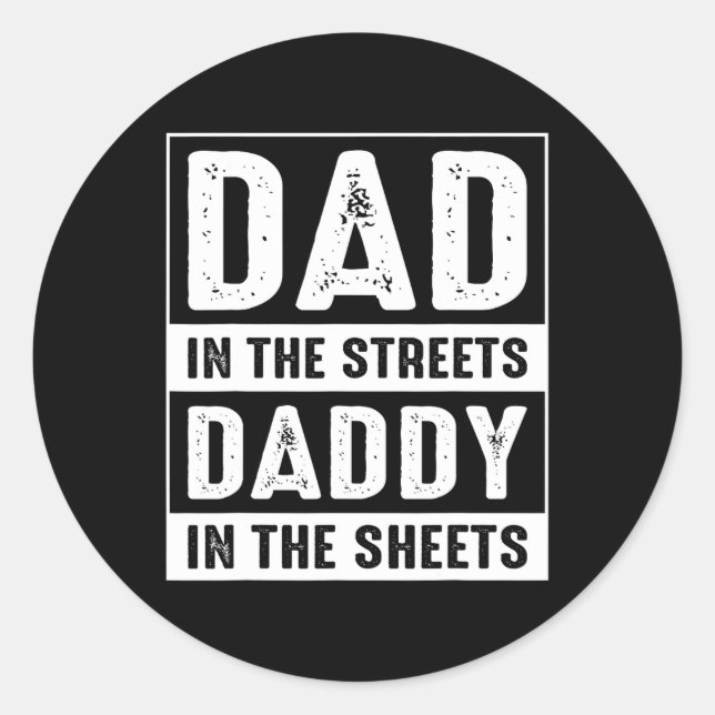 Sticker Rond Dans Les Rues Papa Dans Les Fiches Fête des pères  (Devant)