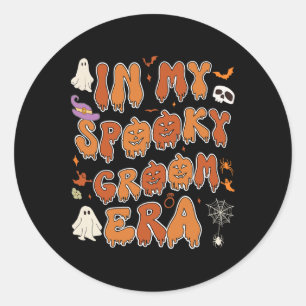 Sticker Rond Dans Ma Éffrayante Époque Groom Halloween Mariage
