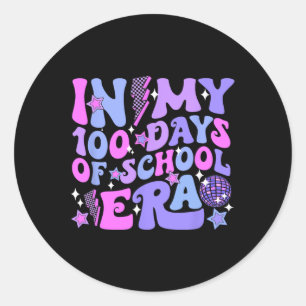 Sticker Rond Dans Mes 100 Jours De L'Ère Scolaire Rétro Disco S