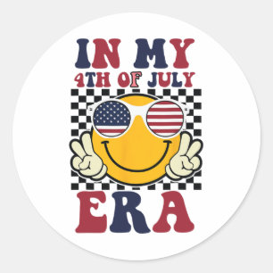 Sticker Rond Dans Mon 4 juillet Époque Drôle Patriotique Usa Am