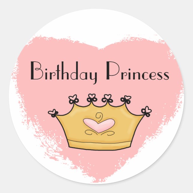 Sticker Rond Dans Mon Coeur Rose Princesse Happy Anniversaire S (Devant)