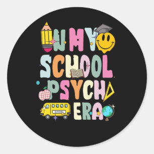Sticker Rond Dans Mon École Psych Époque Rétro Psychologue Écol