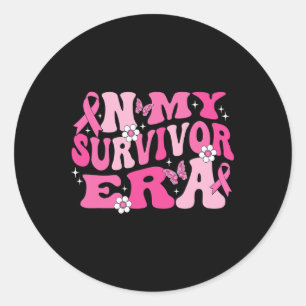 Sticker Rond Dans Mon Époque Survivante Pink Ribbon Cancer du S