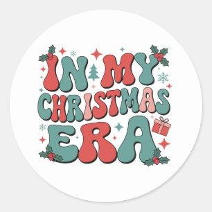 Sticker Rond Dans mon ère de Noël mignon groovy Noël Xmas