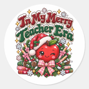 Sticker Rond Dans Mon Ère de Professeur Joyeux Noël Apple Perso