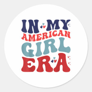 Sticker Rond Dans mon ère fille américaine Super fille américai