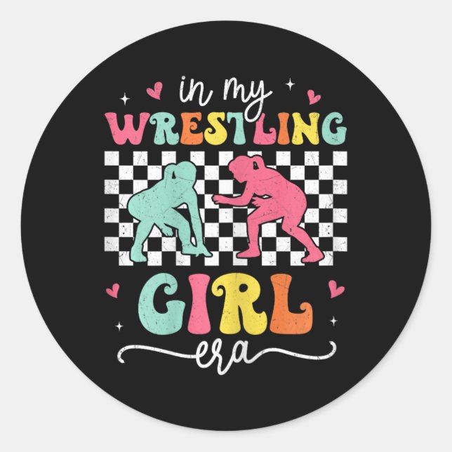 Sticker Rond Dans Mon Ere Fille Lutte Super Retro Fier Lutte (Devant)