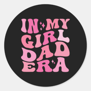 Sticker Rond Dans Mon Père Era Chemise Rétro Fille Papa Fête de