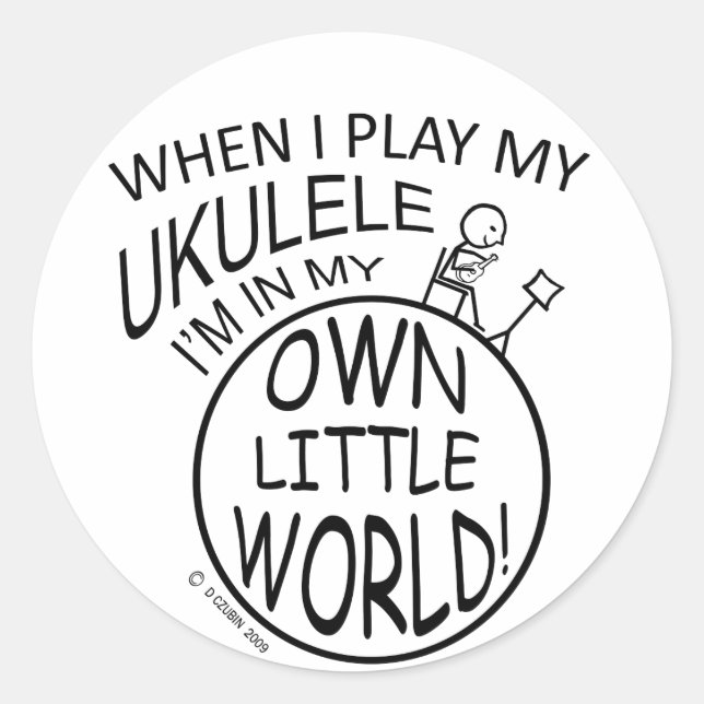 Sticker Rond Dans Mon Petit Monde, Ukulele (Devant)