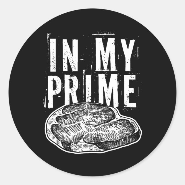 Sticker Rond Dans Mon Premier Boeuf Viande Coupe Pour Le Steak  (Devant)