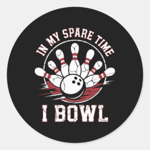 Sticker Rond Dans Mon Temps De Secours Je Bowl Vintage Bowling