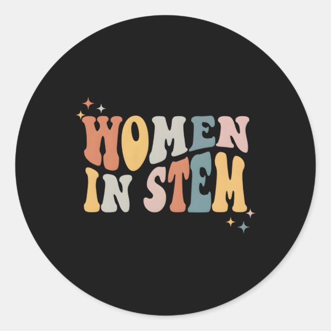 Sticker Rond Dans Stem Steminist Science Femme Ingénieur Techni (Devant)