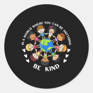 Sticker Rond Dans Un Monde Être Des Enfants Gentils Terre Journ