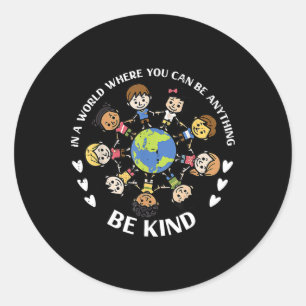 Sticker Rond Dans Un Monde Être Des Enfants La Terre Anti L'Uni