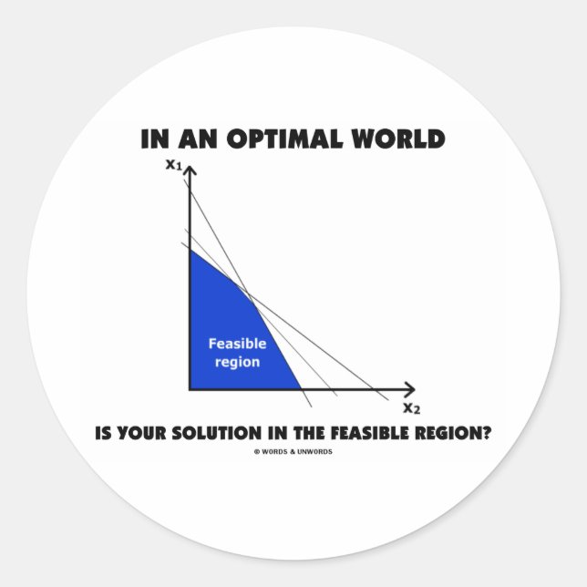 Sticker Rond Dans Un Monde Optimal Votre Solution Est-Elle Poss (Devant)