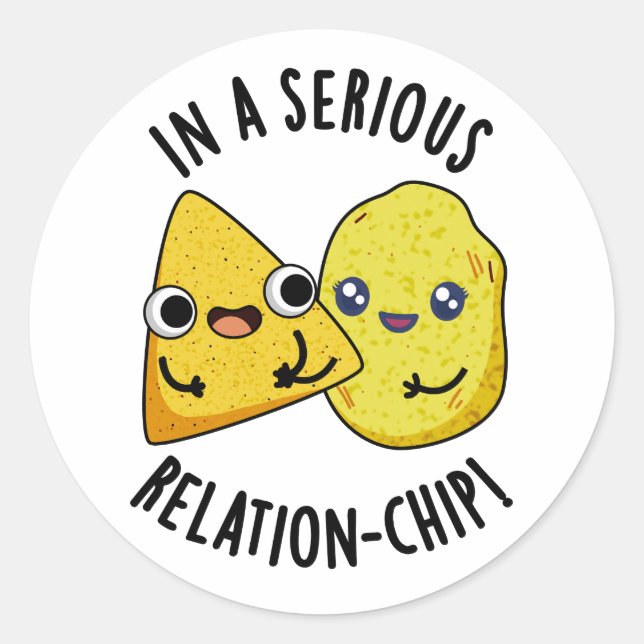Sticker Rond Dans une relation sérieuse -chip Drôle de jeu de m (Devant)