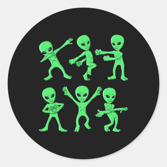 Sticker Rond Danse Aliens Défi Danse Garçons Filles Enfants Hal (Devant)