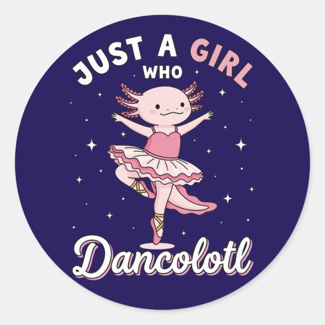 Sticker Rond Danse Axolotl Ballerina dans Pastel Pink Tutu (Devant)