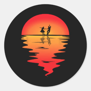 Sticker Rond Danse carré Coucher de soleil Carré Danseuse Vinta