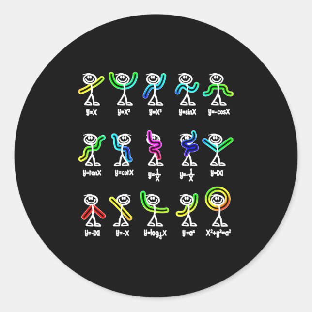 Sticker Rond Danse d'algèbre Figures de graphique drôles Math  (Devant)