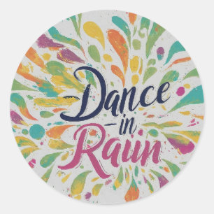 Sticker Rond Danse dans la pluie : une célébration de la joie