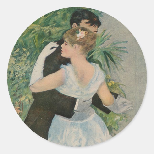 Sticker Rond Danse dans la ville de Pierre-Auguste Renoir (1883 (Devant)