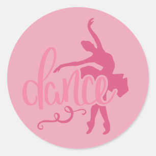 Sticker Rond Danse de ballet rose Ballerina Silhouette