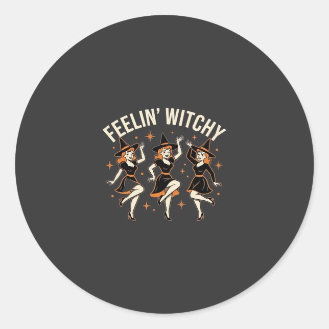 Sticker Rond Danse de sorcière Halloween Feelin 'Witchy (Devant)