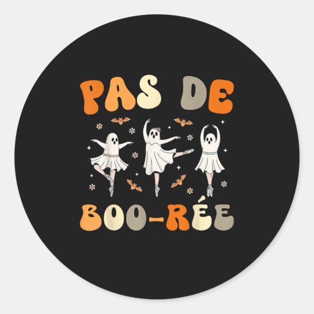 Sticker Rond Danse d'Halloween Pas De Boo-rée Ghost Ballet (Devant)