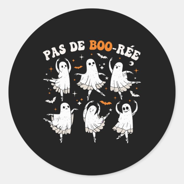 Sticker Rond Danse d'Halloween Pas De Boo-rée Ghost Ballet (Devant)