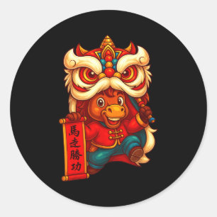 Sticker Rond Danse du Lion Année du Cheval Nouvel An Chinois 20