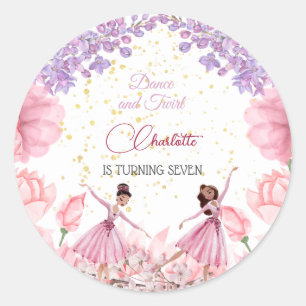 Sticker Rond Danse et ballerine tourbillon anniversaire