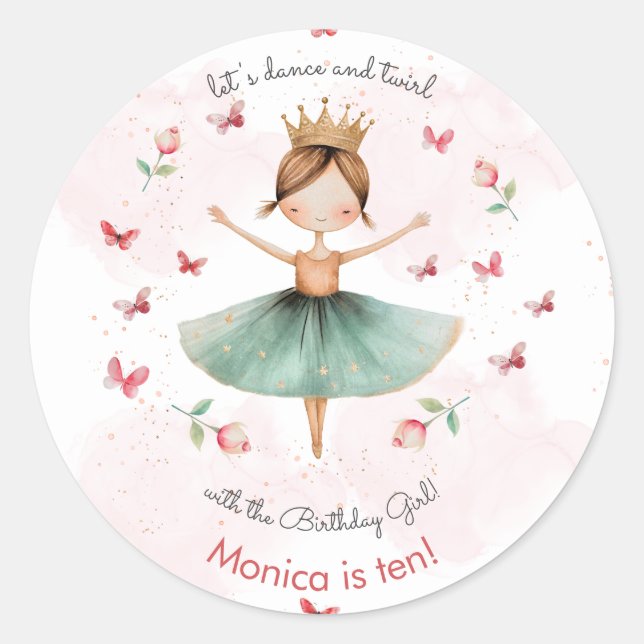 Sticker Rond Danse et tournoi mignon ballerine ballet enfant an (Devant)
