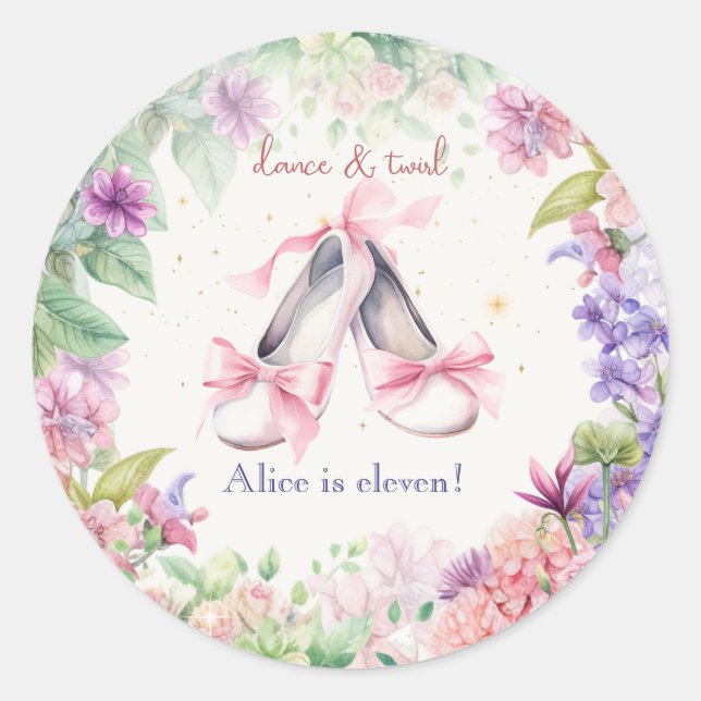 Sticker Rond danse et twirl ballerina anniversaire (Devant)