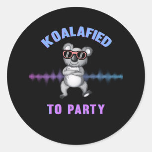 Sticker Rond Danse Koala Ours avec lunettes de soleil Soirée Ko