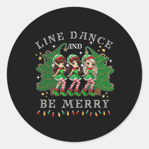 Sticker Rond Danse Line Et Soyez Joyeux Noël Elf Danser Holi