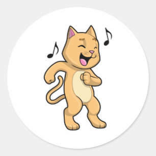 Sticker Rond Danse Musique Cat