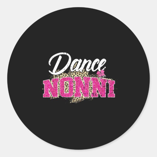Sticker Rond Danse nonni léopard drôle danse nonni mère (Devant)