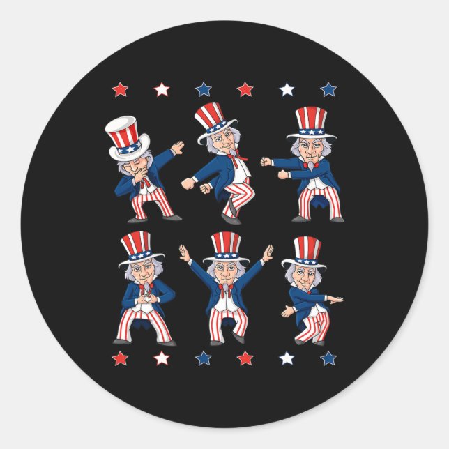 Sticker Rond Danse Oncle Sam 4 juillet Garçons Enfants Patrioti (Devant)