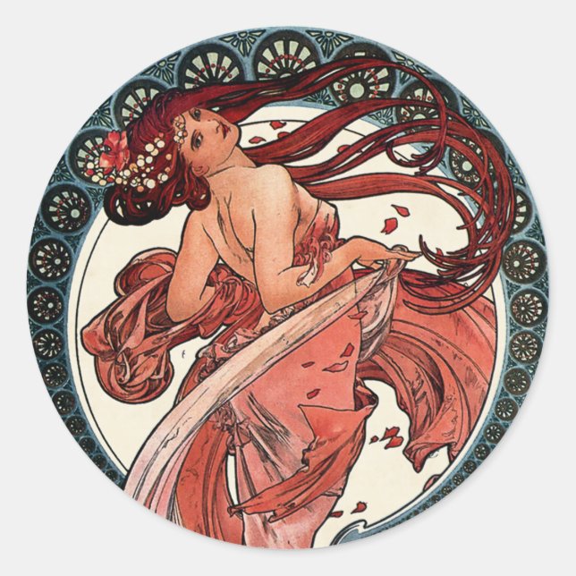 Sticker Rond Danse par Alfons Mucha 1898 (Devant)