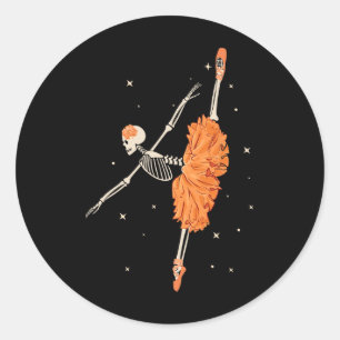 Sticker Rond Danse Skeleton Ballerina Ballet Danse Halloween