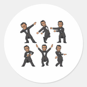 Sticker Rond Danser Abraham Lincoln 4 juillet Garçons Filles En