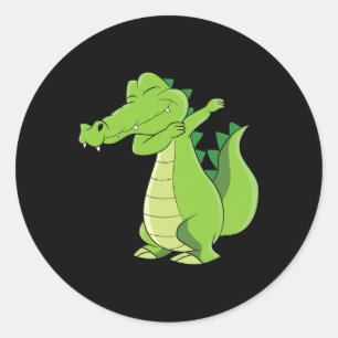Sticker Rond Danser Alligator Cadeau Drôle Dabbing Alligator