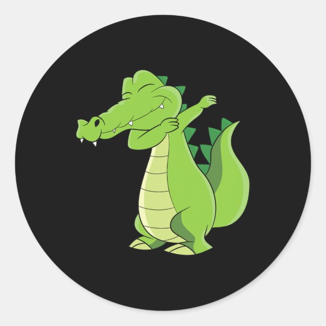 Sticker Rond Danser Alligator Cadeau Drôle Dabbing Alligator (Devant)