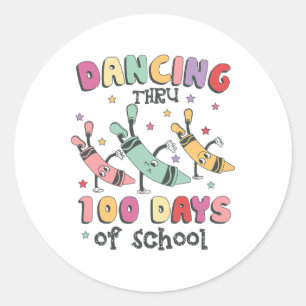 Sticker Rond Danser Au Crayon 100 Jours De Professeur Scolaire 