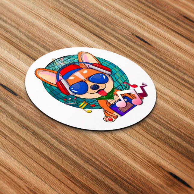 Sticker Rond Danser Corgi Kawaii Cute (Dancing Corgi Sticker)