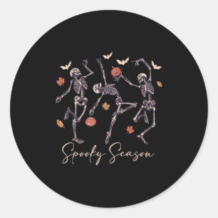 Sticker Rond Danser drôle Squelette Halloween Citrouille Soky S