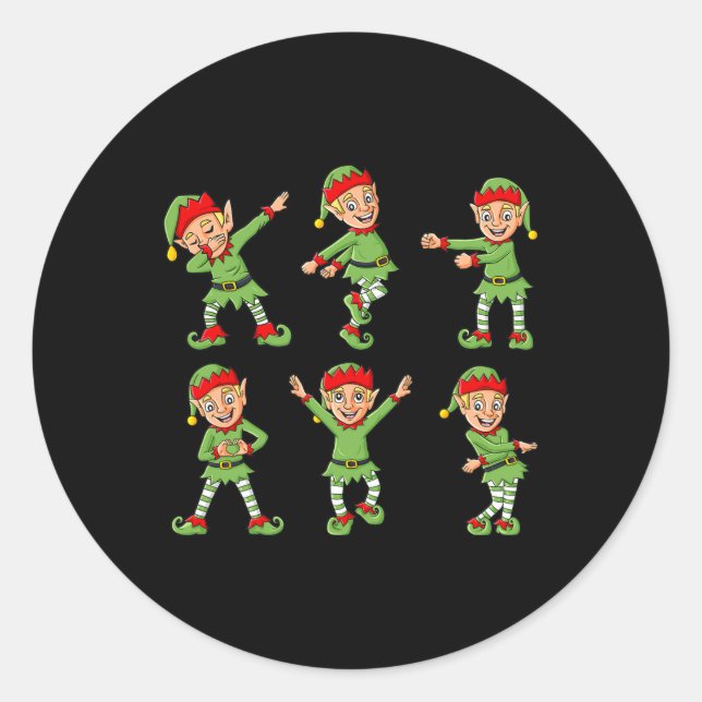 Sticker Rond Danser Elf Christmas Dance Challenge Garçons Fille (Devant)