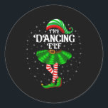 Sticker Rond Danser Elf Noël Famille Faire correspondre les fem<br><div class="desc">Danser Elf Noël Famille jumeler Femmes Filles Noël Danse</div>