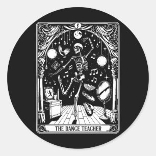 Sticker Rond Danser Enseignant Carte Tarot Squelette Danser Bal